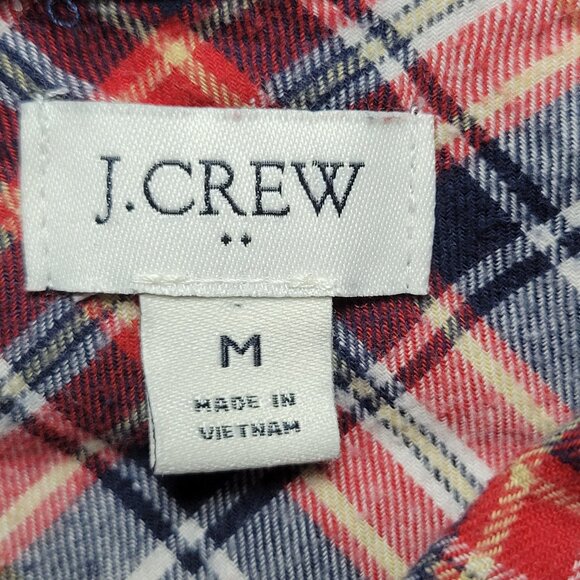 J.Crew Factory Checked Flannel Button-Up Shirt Red/Blue/Cream Size M - Picture 4 of 10
